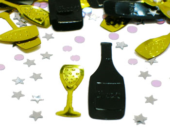 Champagne Confetti, Bottle and Glass